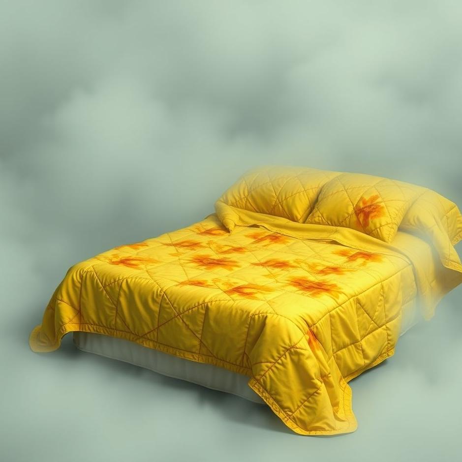 Dream : Yellow-stained quilt in a dream