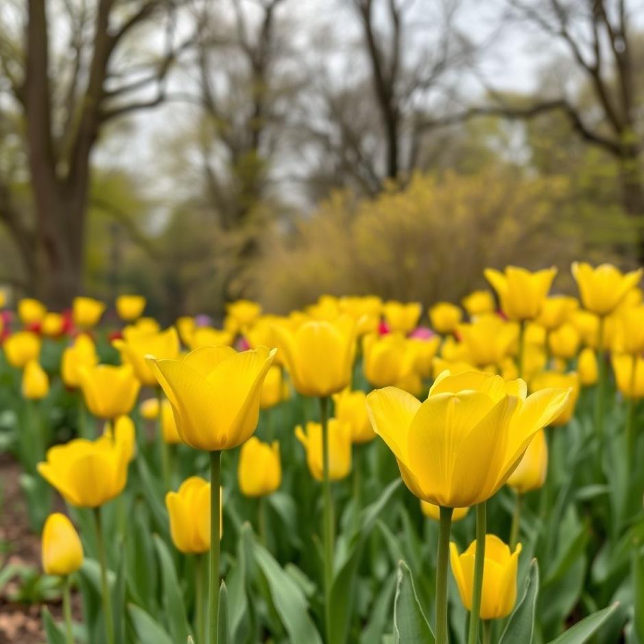 Dream : Yellow tulip garden in a dream