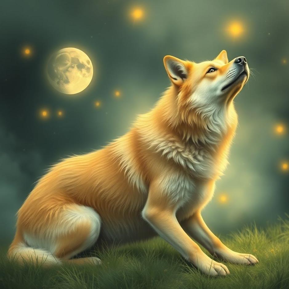 Dream : Yellow wolf dog in a dream